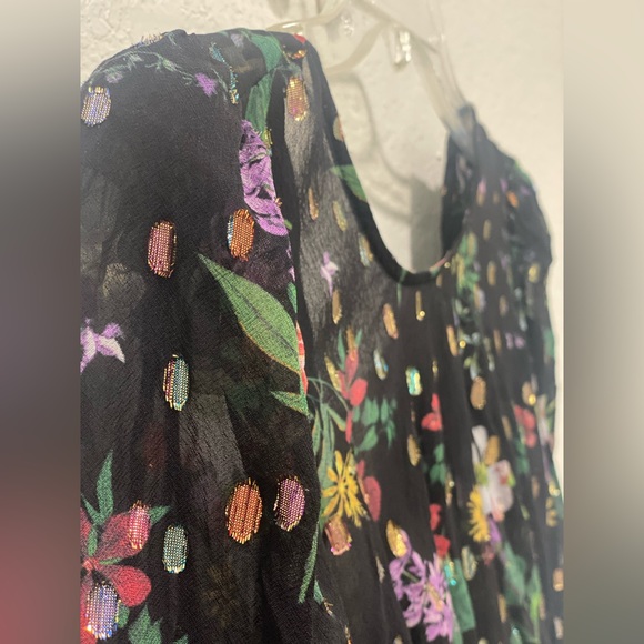 AMUR Clipped Lurex Chiffon Midi Dress - Picture 9 of 10